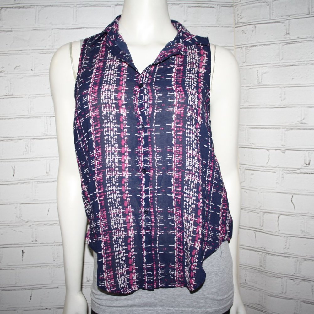 🌌🌸 Sheer Navy & Pink Blouse · Forever 21 · Size Small